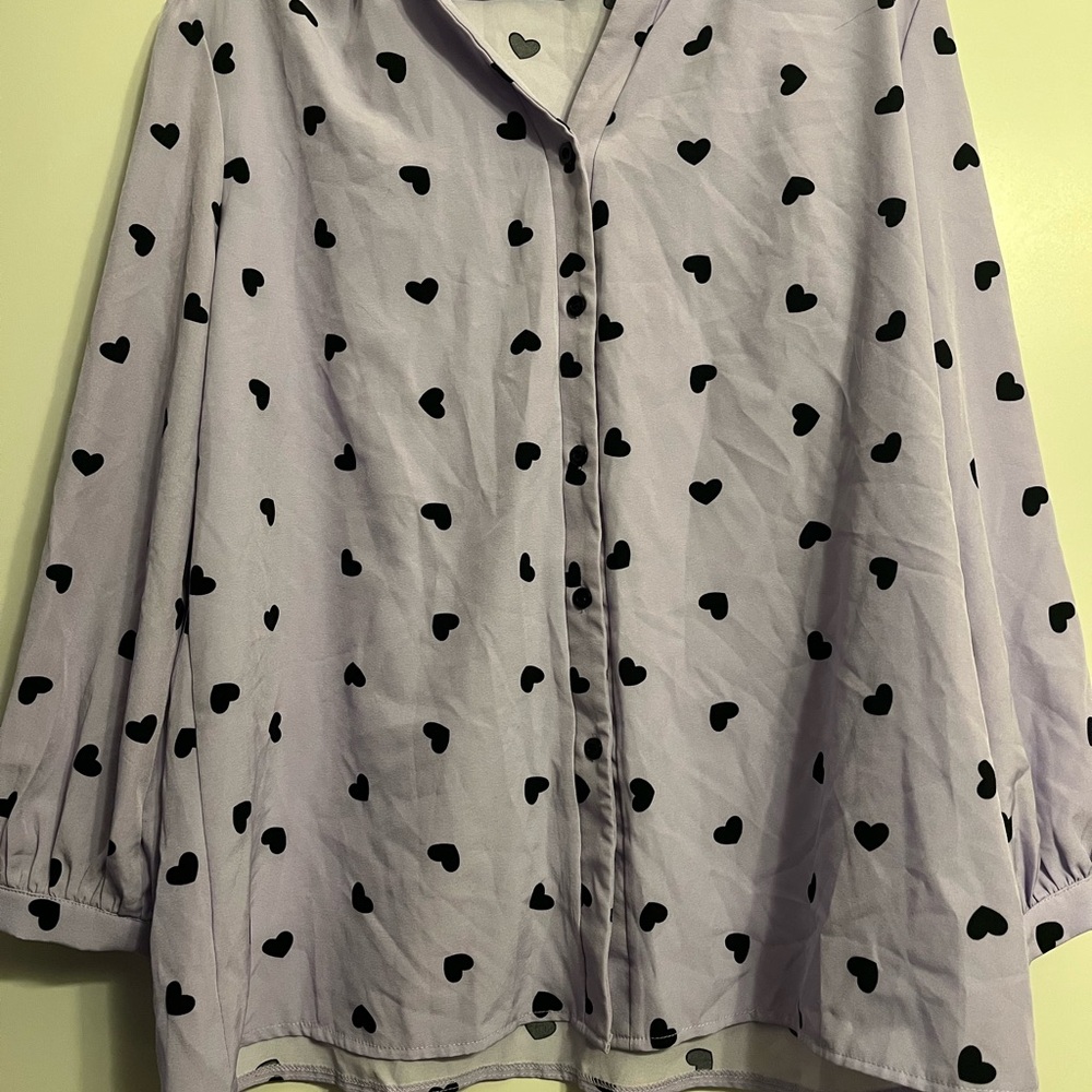 SHEIN Lavender Heart Print Blouse